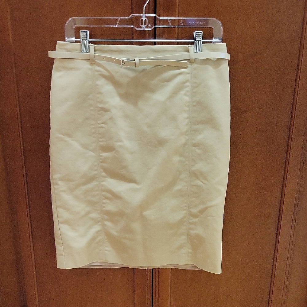 Van Heusen Cream Pencil Skirt with Belt